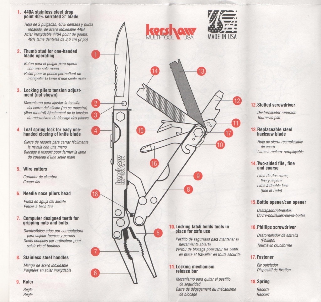 VINTAGE KERSHAW A100 MULTITOOL * LOCKING VICEGRIPS PLIERS KNIFE eBay