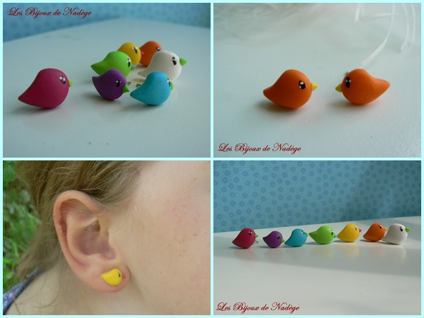boucles d'oreilles enfant acier inoxydable fantaisir oiseau