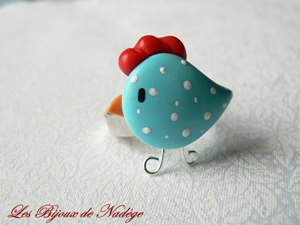 bague animaux poule fimo
