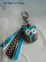 grigri de sac bijoux hibou fimo