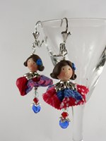boucles d'oreilles fée personnage danseuse tissu
