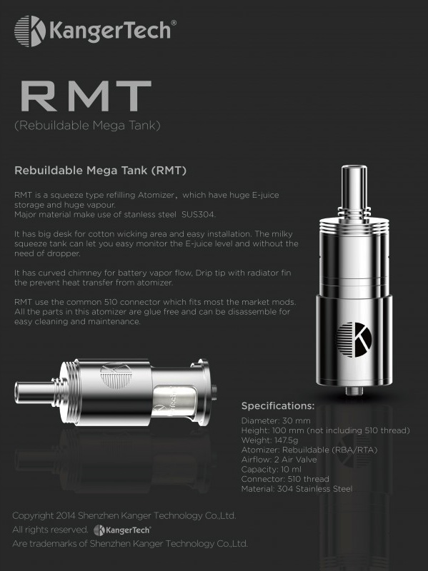 Le RMT de Kangertech plus gros des atomiseurs verra t-il le jour ?