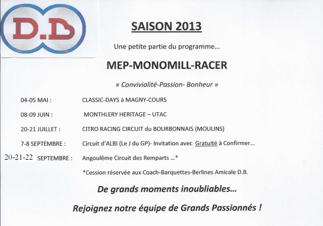 2013 saison MEP MONO RACER