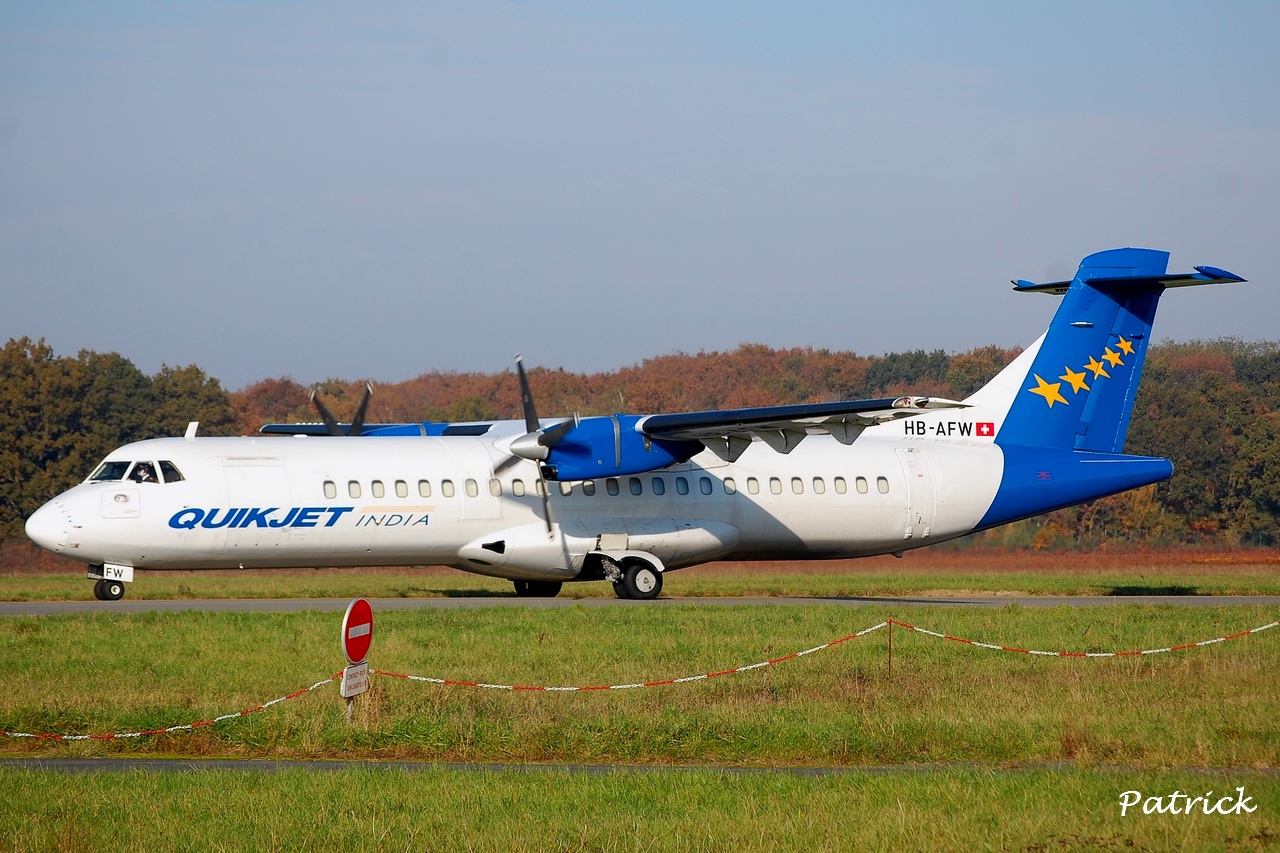  [16.11.2012] ATR72-212 (HB-AFW) Farnair Switzerland : "Quickjet India titles" 12111908073815701310572547