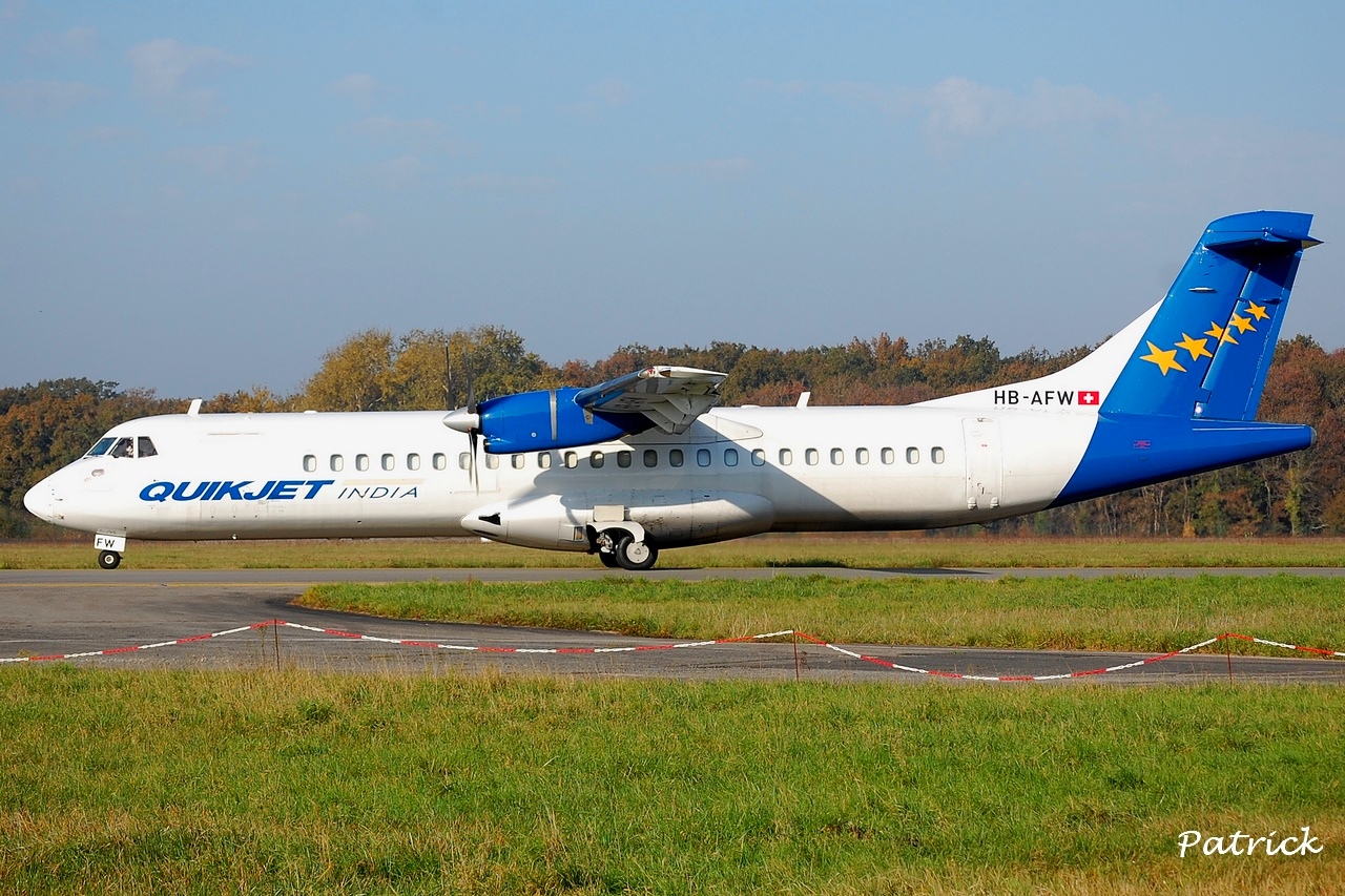  [16.11.2012] ATR72-212 (HB-AFW) Farnair Switzerland : "Quickjet India titles" 12111908073915701310572548