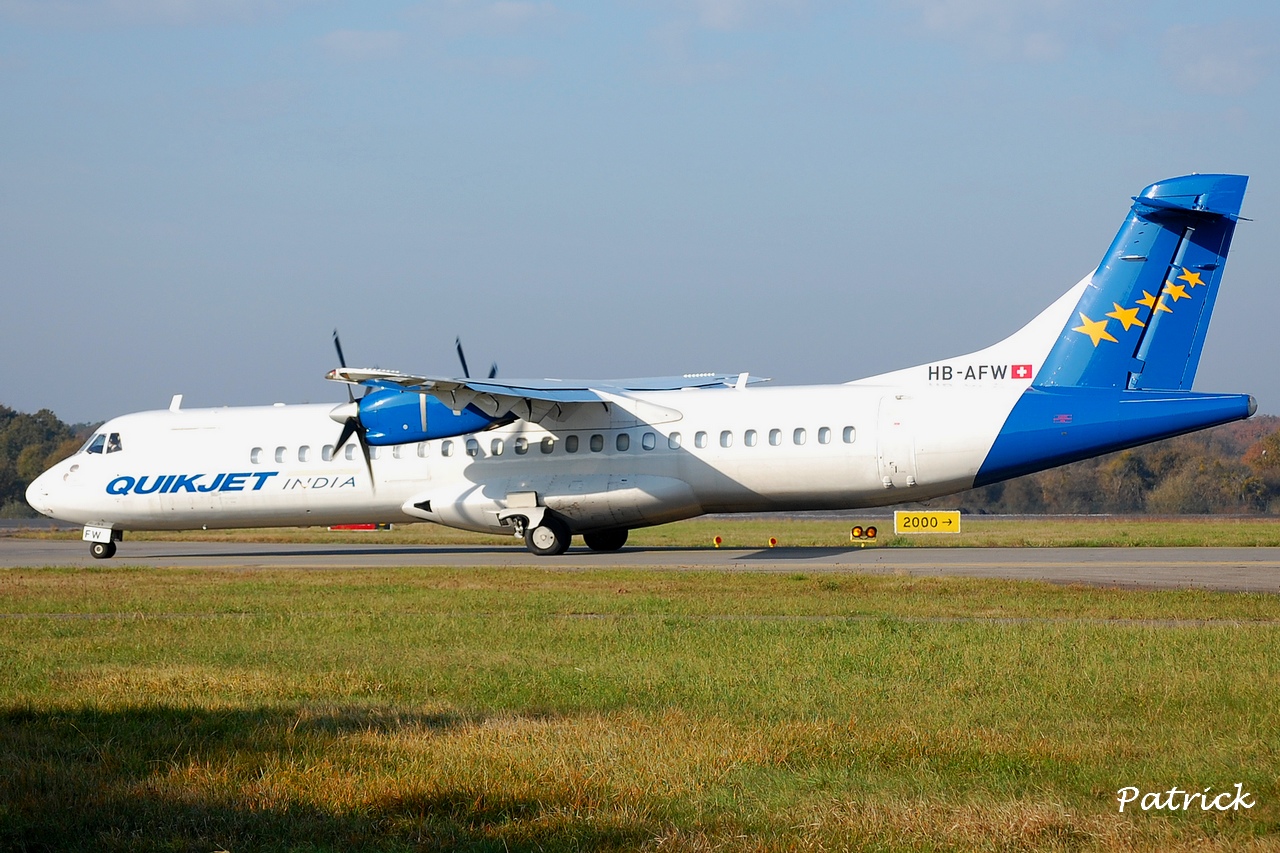  [16.11.2012] ATR72-212 (HB-AFW) Farnair Switzerland : "Quickjet India titles" 12111908073915701310572549