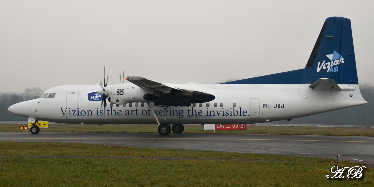 [23/01/2013] Fokker 50 (PH-JXJ) Denim Airways: "Vizion is the art of seeing the invisible" c/s     13012411334815922510795872