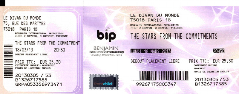 STARS FROM THE COMMITMENTS 18/03/2013 Divan du Monde (Paris) 13030507593415789310936329