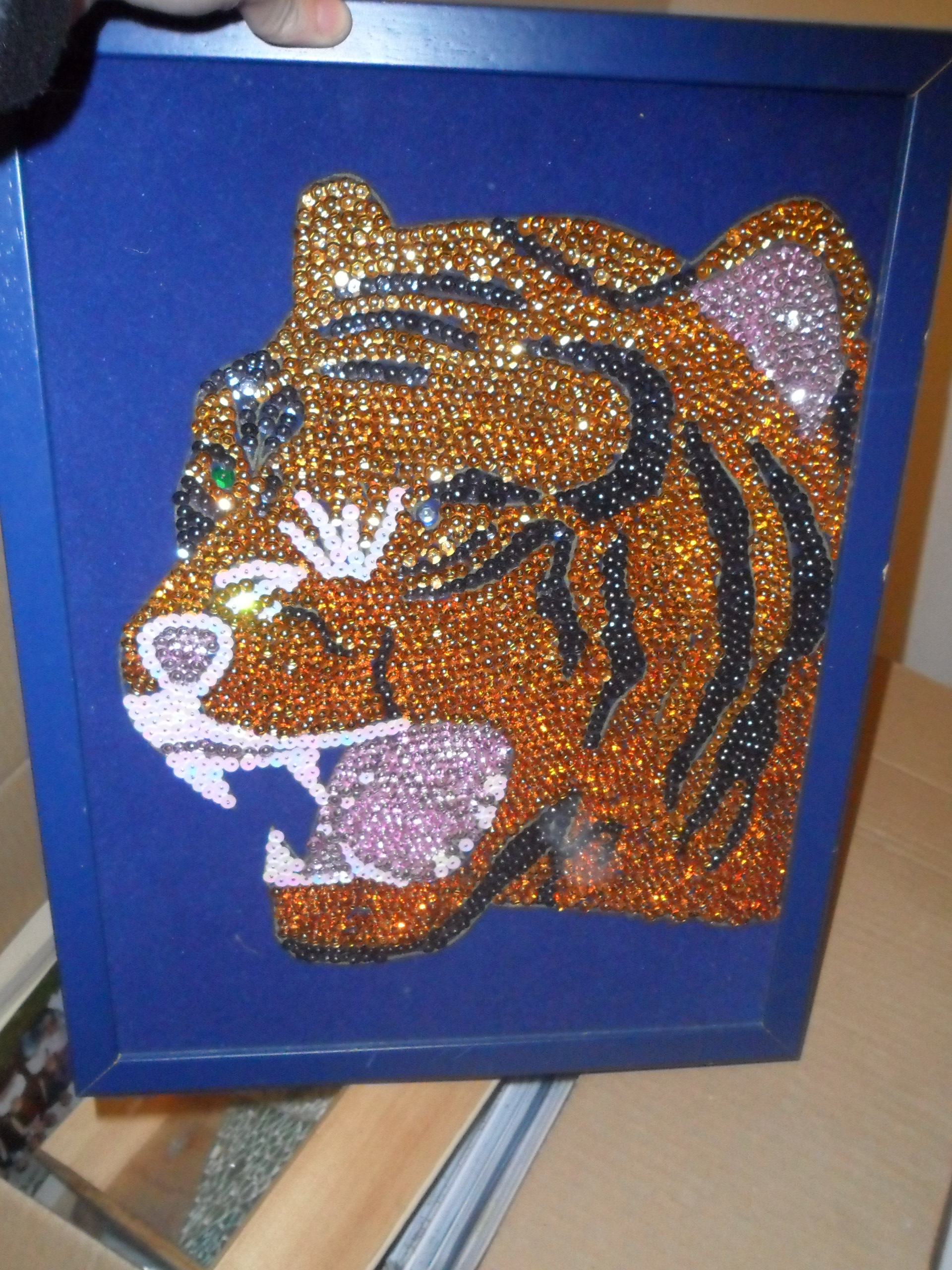 Tableau tigre en sequin