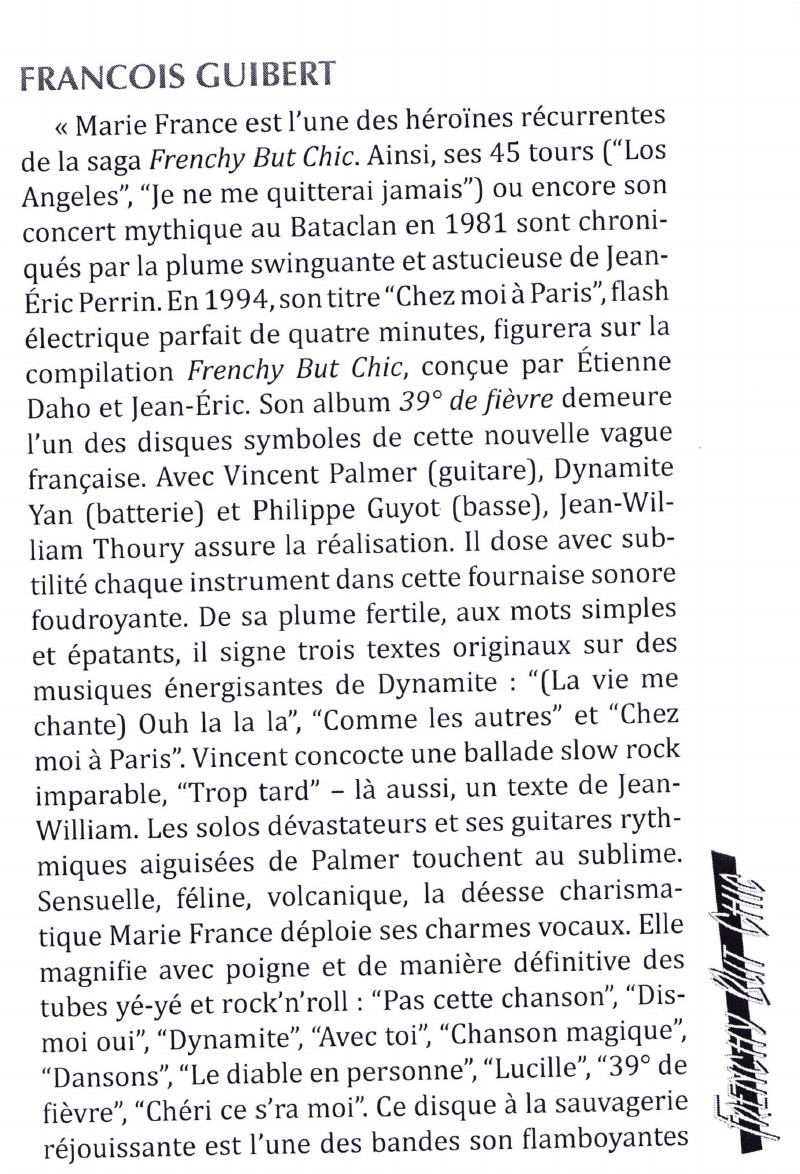 MARIE FRANCE & LES FANTÔMES jouent l'album "39° de fièvre" 18/05/2013 Réservoir (Paris) : compte rendu 13052710162815789311236677