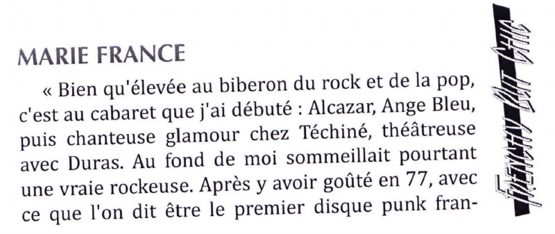 MARIE FRANCE & LES FANTÔMES jouent l'album "39° de fièvre" 18/05/2013 Réservoir (Paris) : compte rendu 13052710162815789311236679
