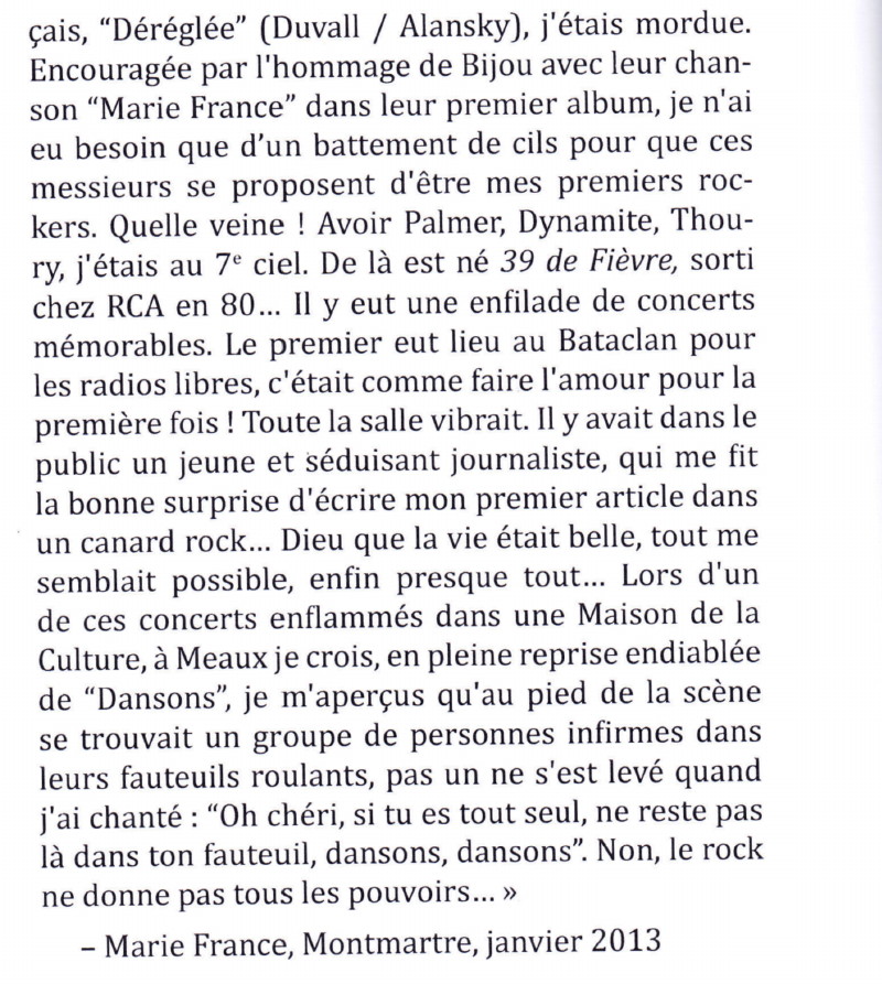 MARIE FRANCE & LES FANTÔMES jouent l'album "39° de fièvre" 18/05/2013 Réservoir (Paris) : compte rendu 13052710162915789311236680