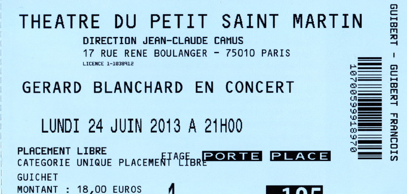 GÉRARD BLANCHARD en solo 24/06/2013 Théâtre du Petit St-Martin (Paris) : compte rendu 13052910293615789311243759