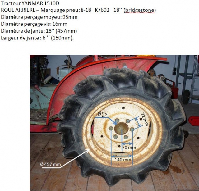 Recherche roues pour tracteur Yanmar 1510D 13053005474215848411246019