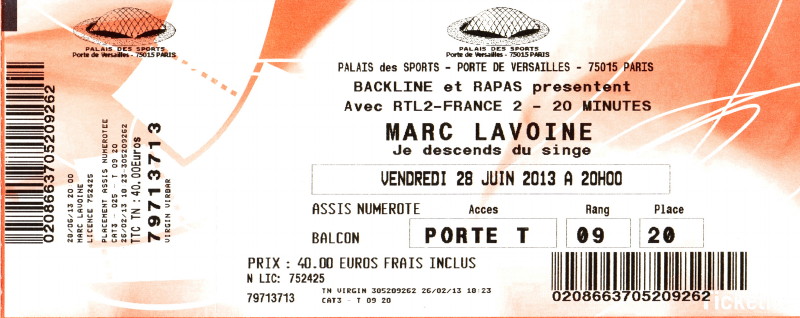 MARC LAVOINE "Je descends du singe" 28/06/2013 Palais des Sports (Paris) : compte rendu 13063012214415789311338634
