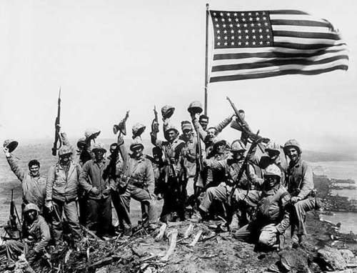 Celebrating_the_flag_raising_on_Iwo_Jima