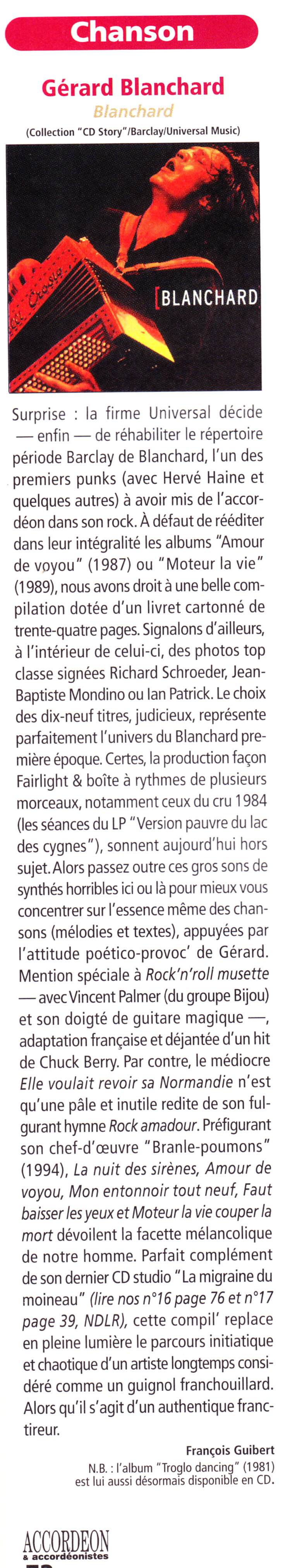 GÉRARD BLANCHARD en solo 24/06/2013 Théâtre du Petit St-Martin (Paris) : compte rendu 13080409322115789311438578