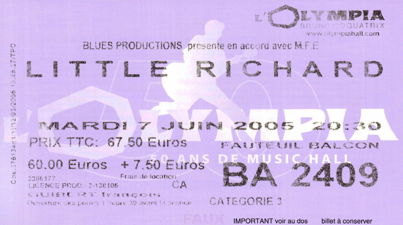 LITTLE RICHARD 07/06/2005 Olympia (Paris) : compte rendu 13090509510116724011527136