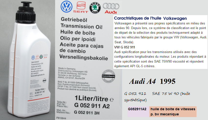 Audi  A4 1995 huile bo&Atilde;&reg;te G 052 911