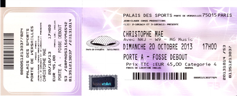 Show "JE VEUX DU BONHEUR" de CHRISTOPHE MAÉ au PALAIS DES SPORTS 2013 (Paris) : compte rendu 13101703264216724011648490