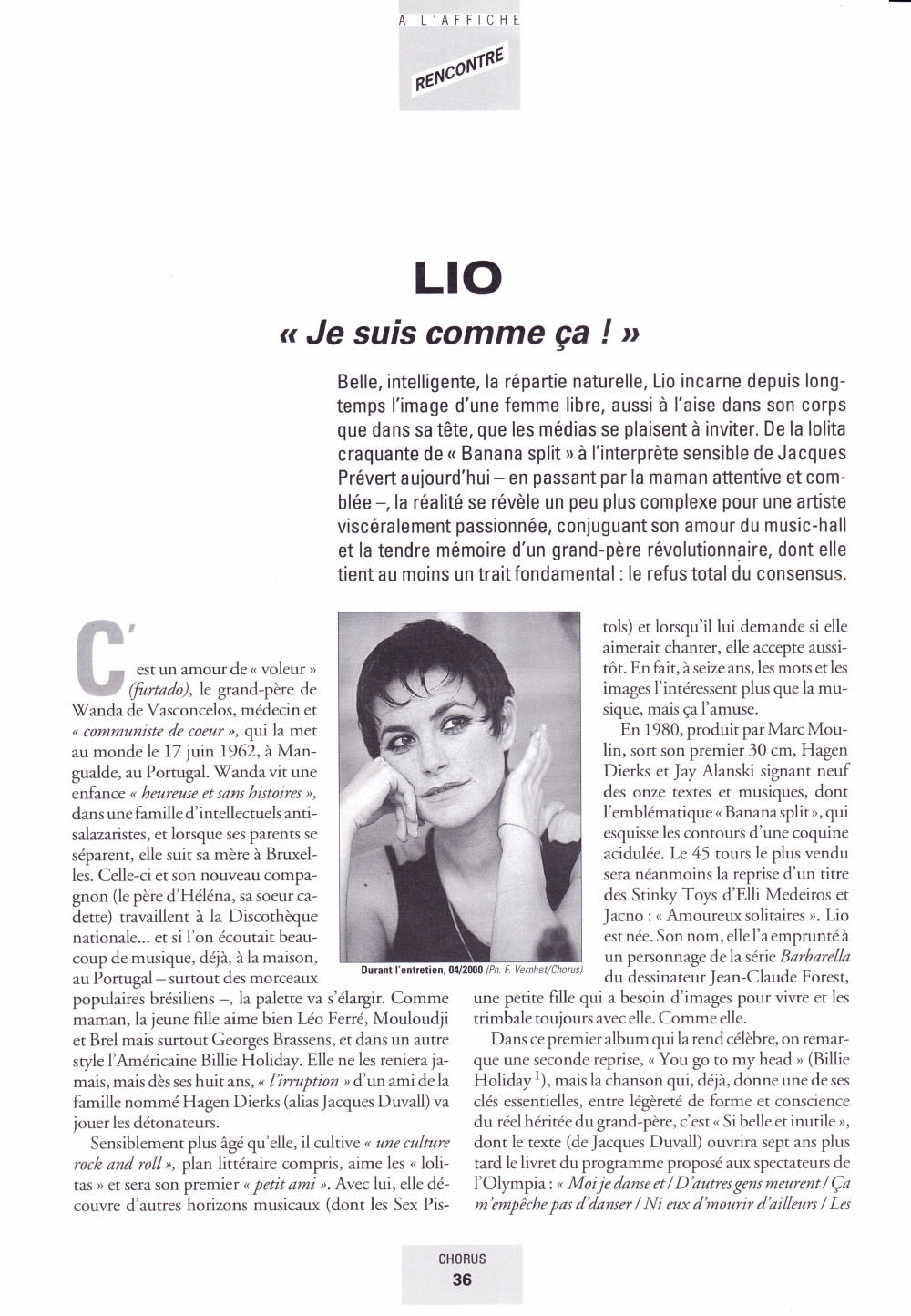 Portrait/interview de LIO par DANIEL PANTCHENKO dans "CHORUS" (été 2000) 13111012214516724011718821