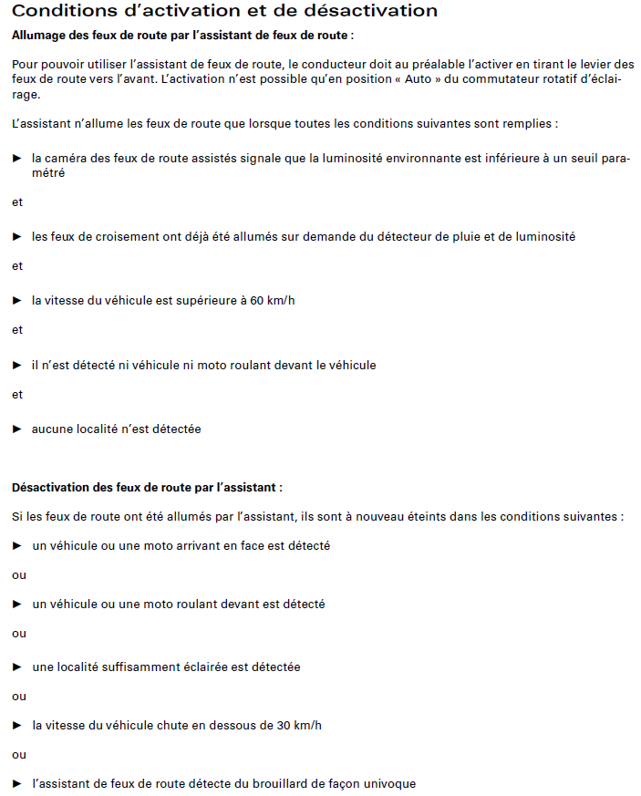Audi A4 feux de route assist&Atilde;&copy;s