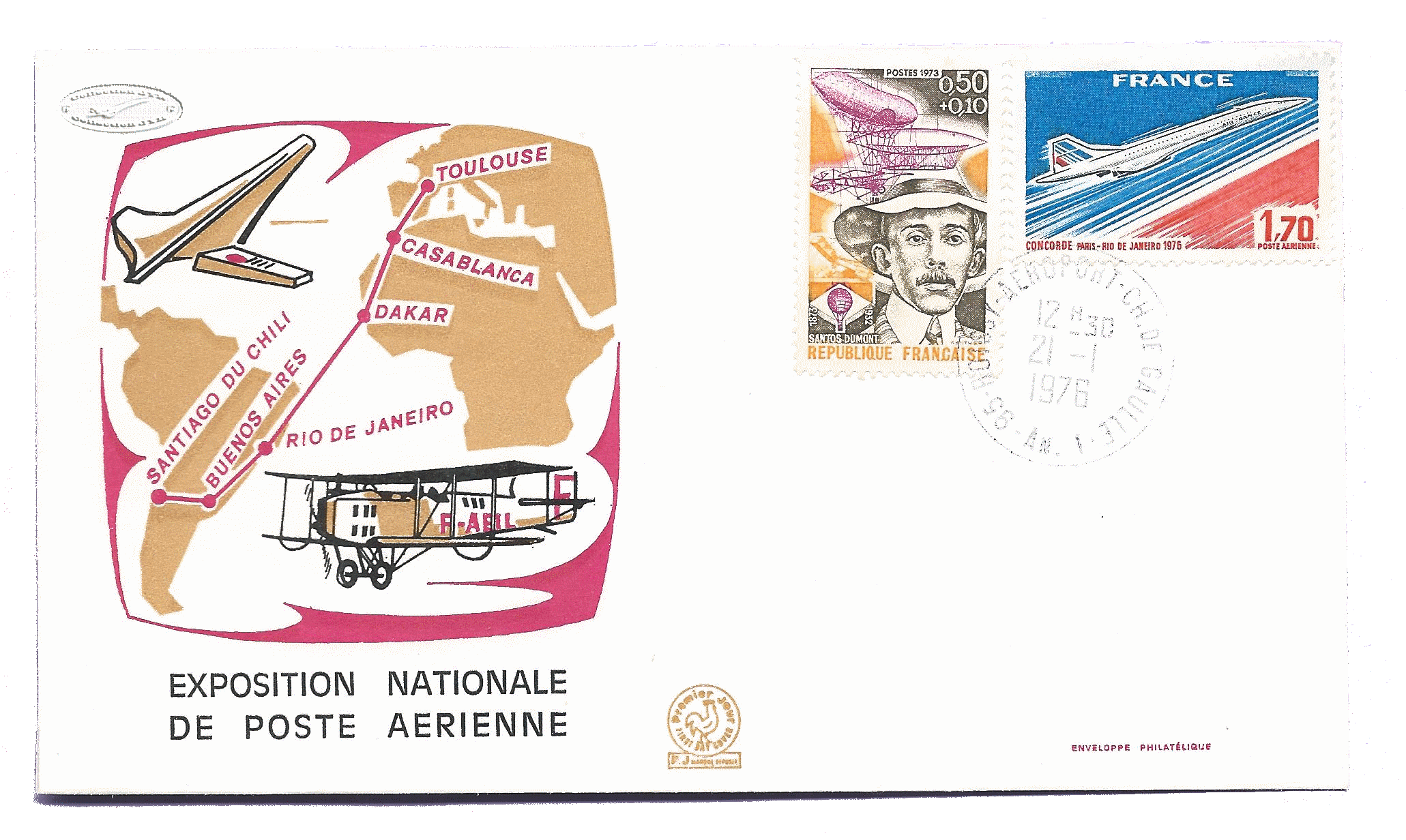 Enveloppe JournÃ©e de la Poste AÃ©rienne 1976 -Transparente-Filigrane