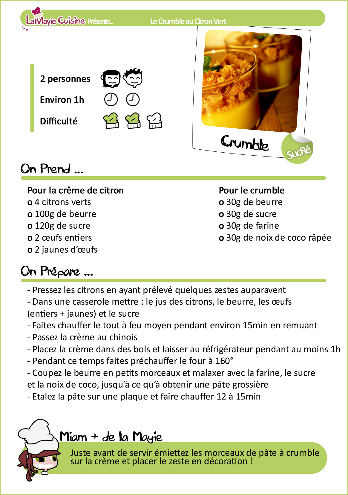 Cuisine - Crumble citron vert
