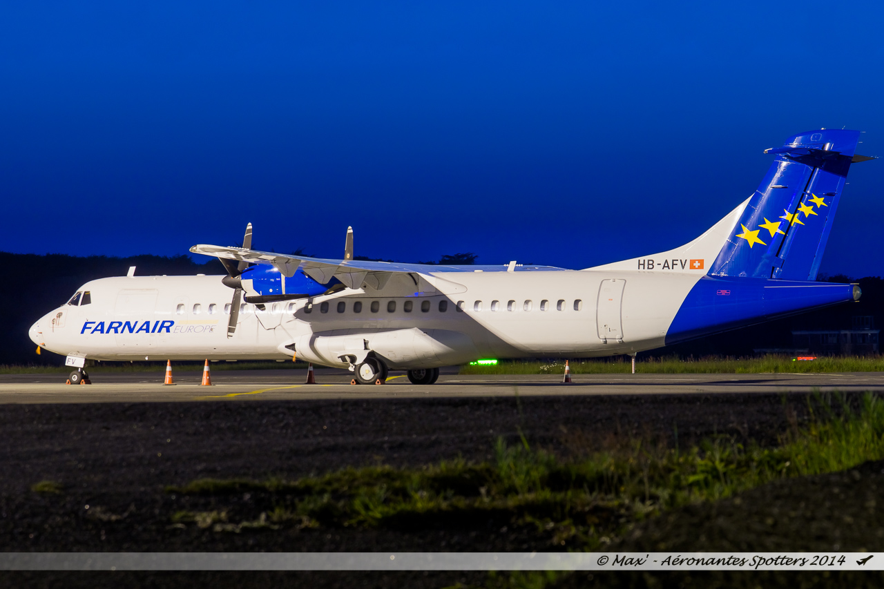 Spotting du 17/04/2014 : ATR72 (HB-AFV) Farnair Europe + Bombardier BD700 Global 5000 (SP-ZAK) BlueJet 14041812120517438712157575