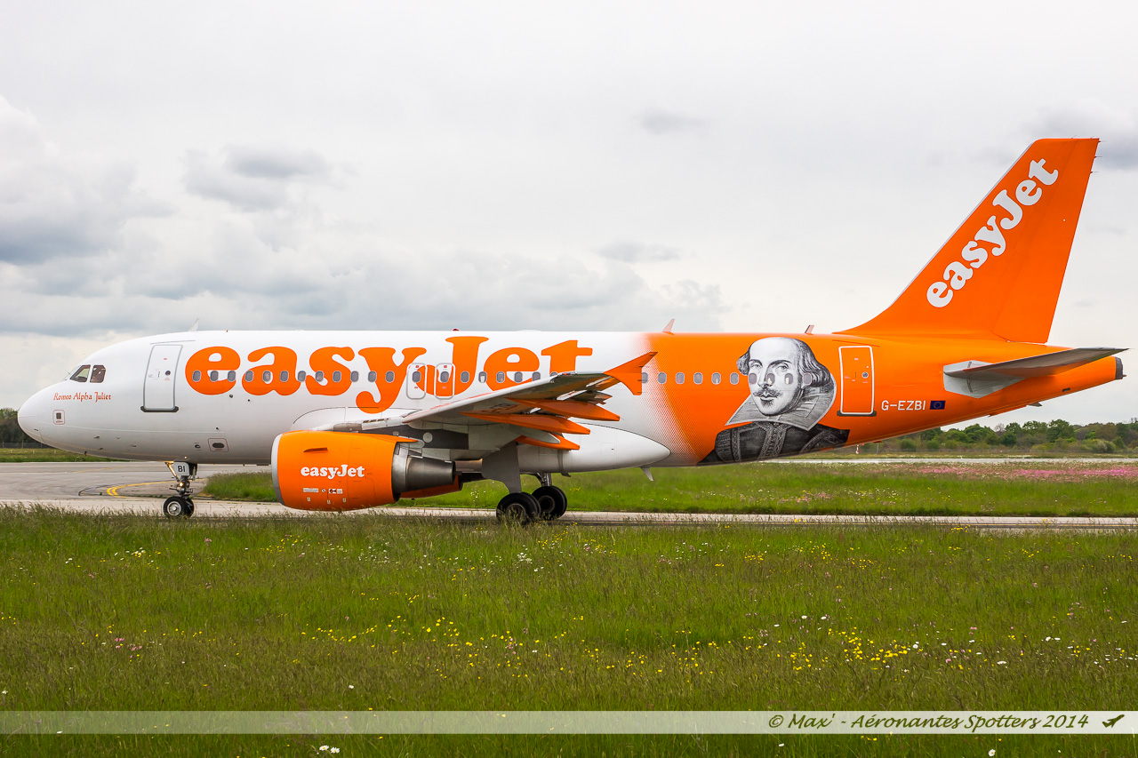Spotting du 24/04/2014 : A319 G-EZBI Easyjet "Shakespeare" 14042411444917438712174807