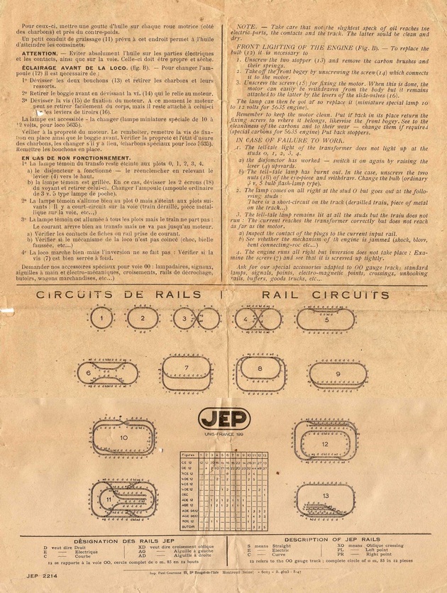 COFFRETS JEP OO-HO  DE 1948 à1952 série 56 14061008060916773112307036