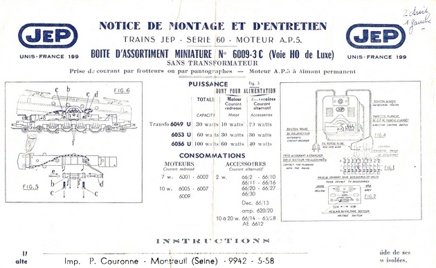 BOÎTE VIDE JEP POUR TRAIN MINIATURE 00/HO - SÉRIE 60 AP5 - ANNÉE 1960