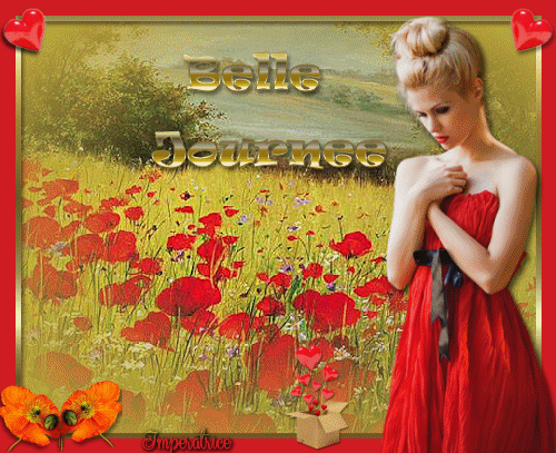 belle journée femme aux coquelicots et coeurs