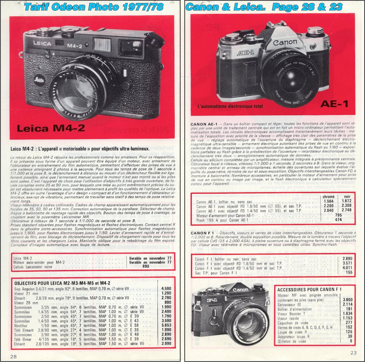 Tarif Odeon Photo 1977 & 78-003