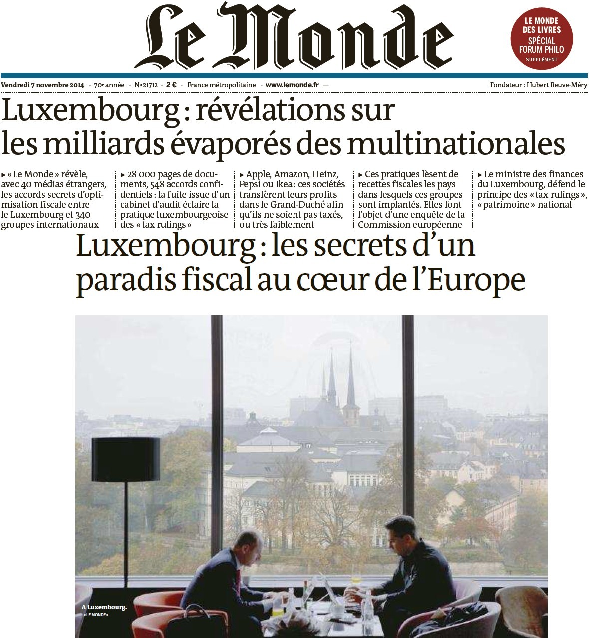 Luxembourg : révélations sur les milliards évaporés des multinationales (Le Monde) 14110605284517936712679456