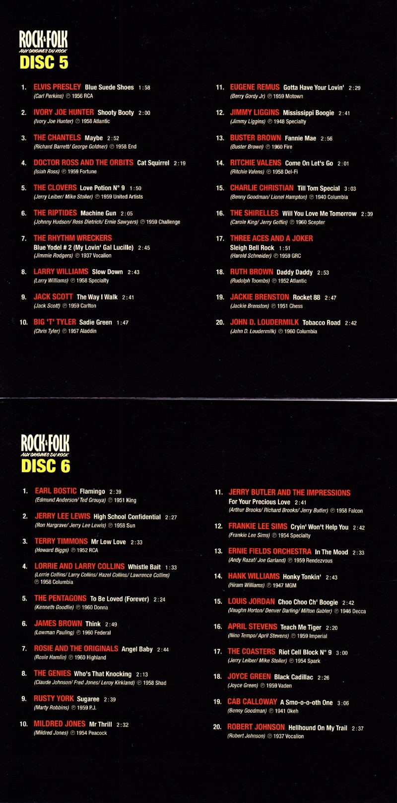 Sélection de 200 titres par VINCENT PALMER (BIJOU) pour le coffret 10 CDs "ROCK&FOLK : aux origines du rock" (Body & Soul/Wagram, 2011) 14121412175917899512793317