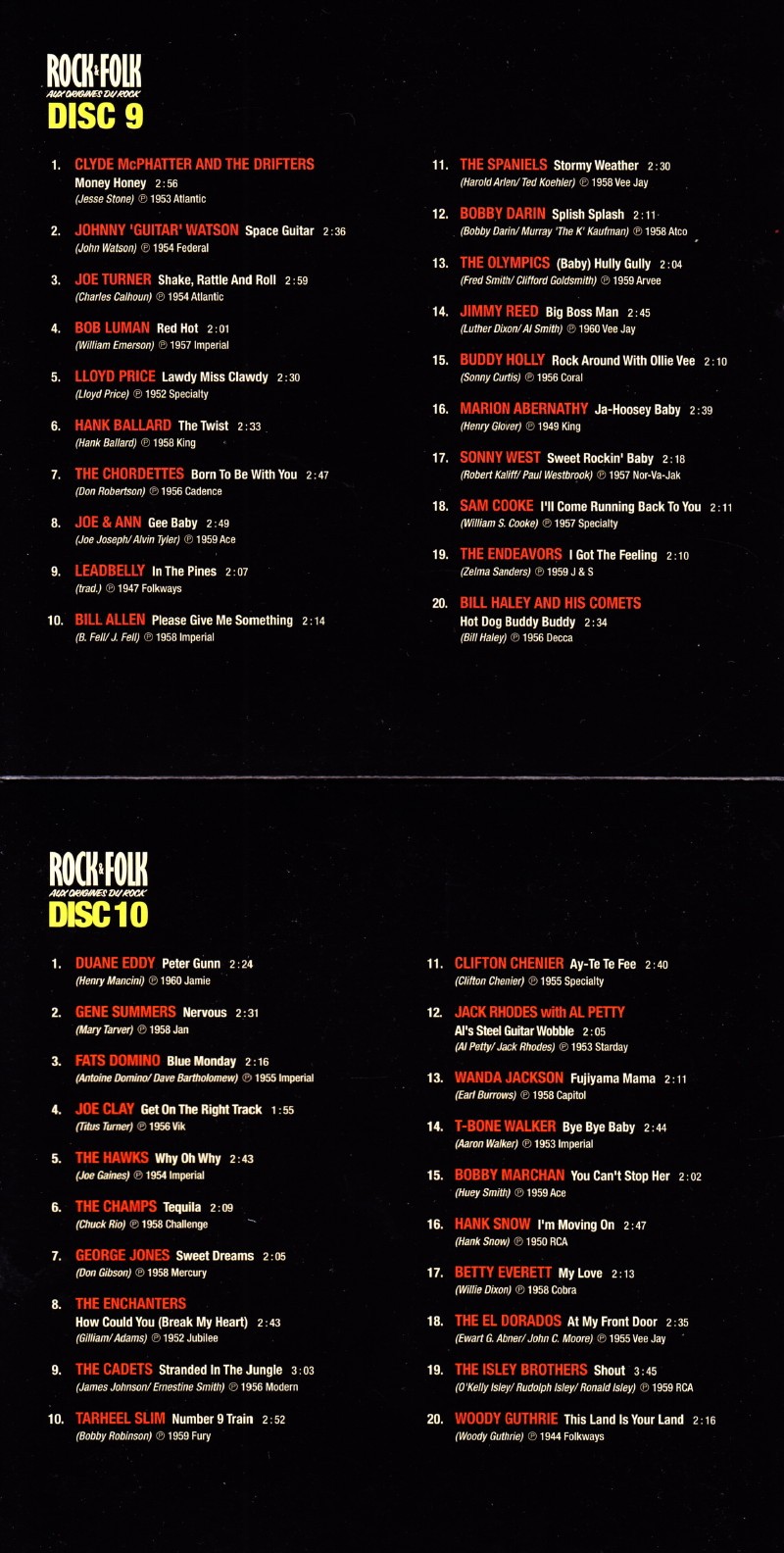 Sélection de 200 titres par VINCENT PALMER (BIJOU) pour le coffret 10 CDs "ROCK&FOLK : aux origines du rock" (Body & Soul/Wagram, 2011) 14121412180817899512793320