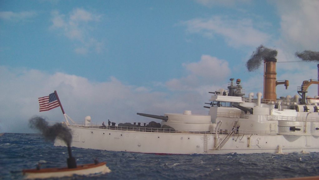 Cuirassé USS OREGON au mouillage, Glencoe 1/225 diorama terminé.  15041207174914508813165896