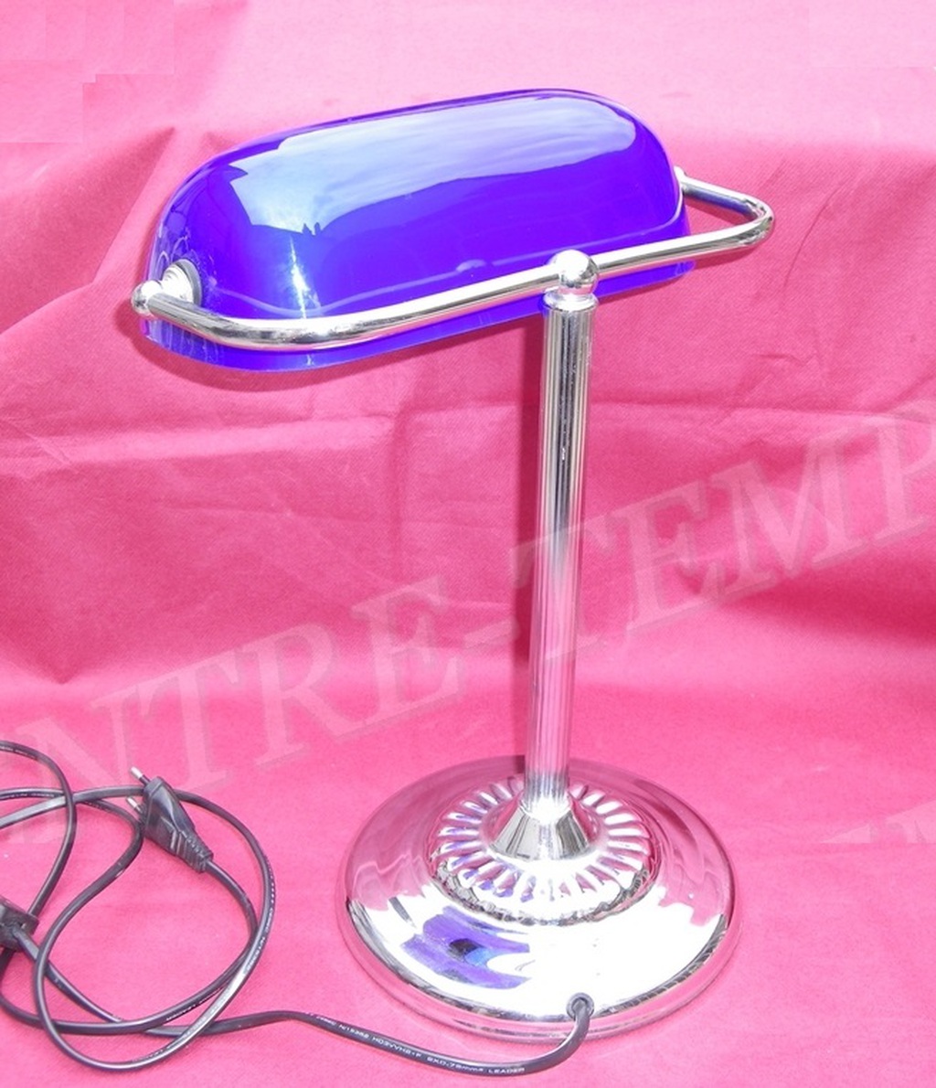 LAMPE BANQUIER NOTAIRE OPALINE BLEUE L5 ?59.00 arr G[1280x768]