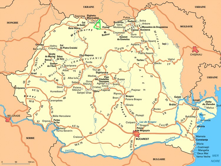 Carte Roumanie train de la Vaser