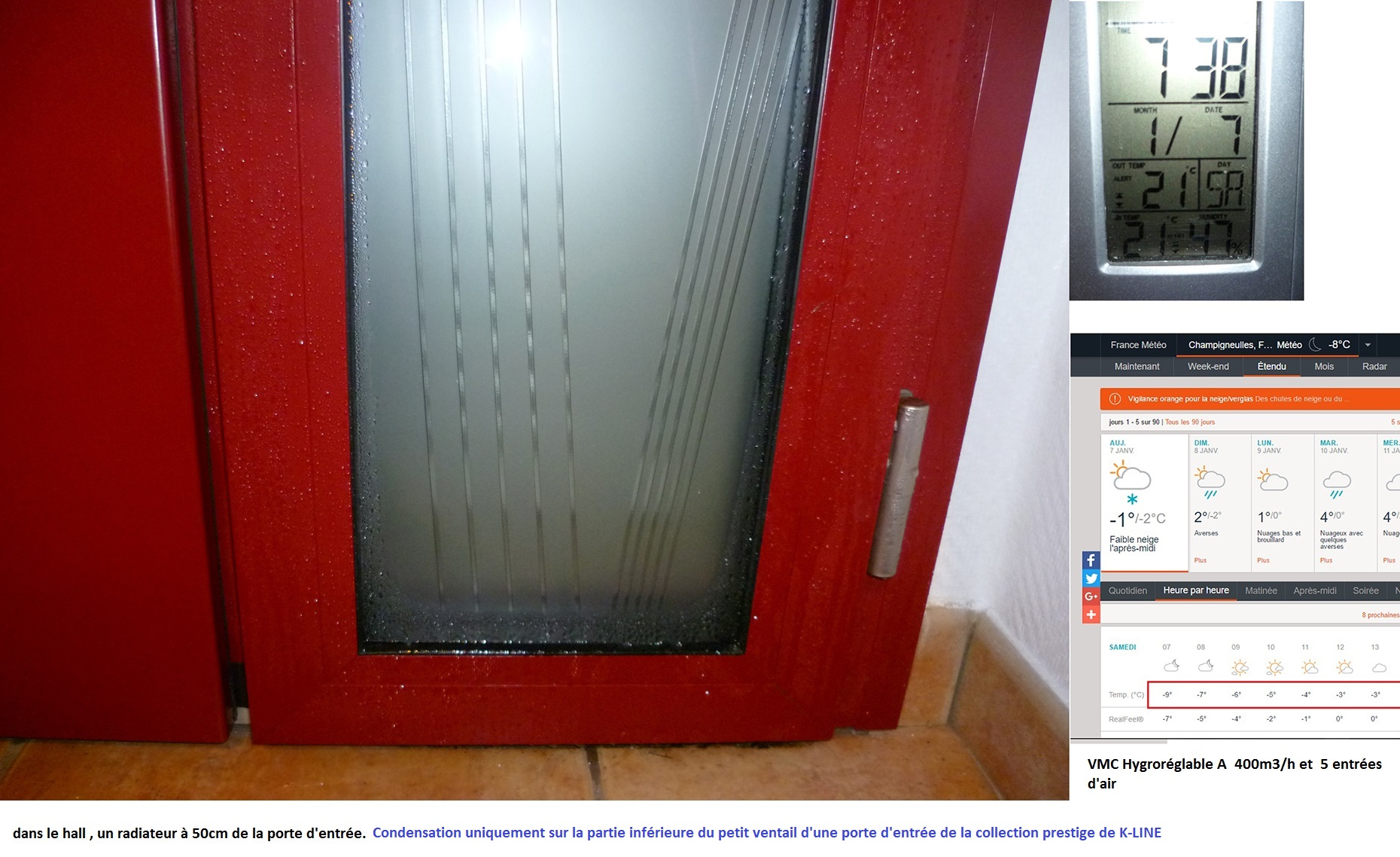 condensation par -8&deg;c